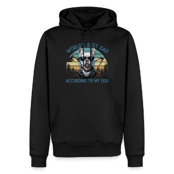 Meilleur chien du monde papa bouledogue français - Sweat à capuche Premium bio Homme - noir - Devant - Nico (187cm)