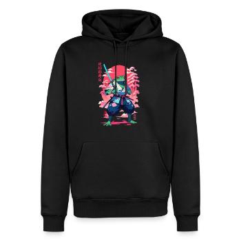 Samouraï Grenouille Esthétique Vaporwave Style Japon - Sweat à capuche Premium bio Homme - noir - Devant - Nico (187cm)