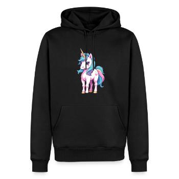 Einzigartiges Einhorn Design Pastell Farben - Männer Premium Bio Hoodie - Schwarz - Vorne - Nico (187cm)