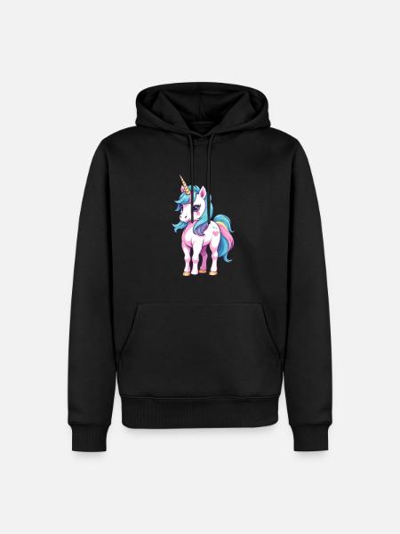 Diseño único de unicornio en colores pastel - Sudadera con capucha prémium ecológica para hombre - negro