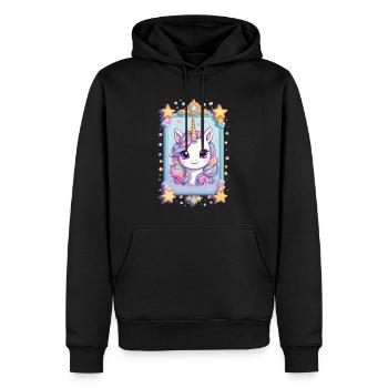 Licornes drôles couleurs pastel amant de licorne - Sweat à capuche Premium bio Homme - noir - Devant - Nico (187cm)