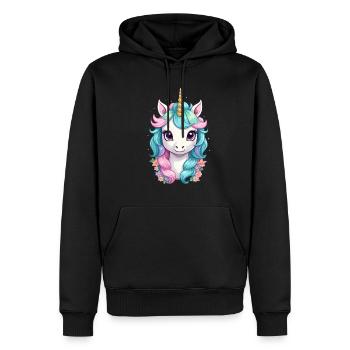 Couleurs pastel Licornes drôles Licorne mignonne - Sweat à capuche Premium bio Homme - noir - Devant - Nico (187cm)