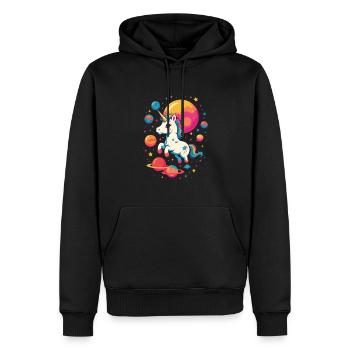 Licornes drôles mignonnes uniques - Sweat à capuche Premium bio Homme - noir - Devant - Nico (187cm)