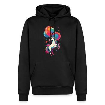Lustige Einhörner Süßes Einhorn Leuchtende Farben - Männer Premium Bio Hoodie - Schwarz - Vorne - Nico (187cm)