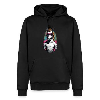 Papa Einhorn Lustiges Vatertag Design - Männer Premium Bio Hoodie - Schwarz - Vorne - Nico (187cm)
