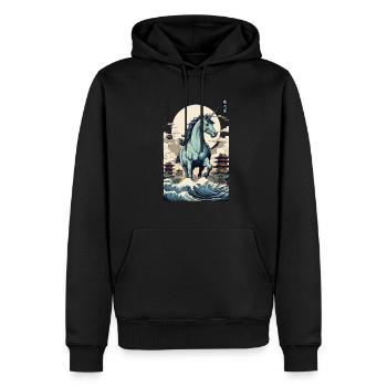 Japan Ukiyo-E Kunst Japanischer Vintage Stil - Männer Premium Bio Hoodie - Schwarz - Vorne - Nico (187cm)
