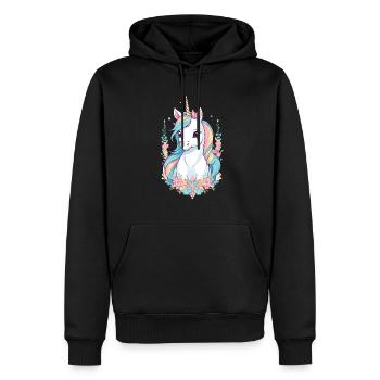 Licornes drôles Couleurs pastel - Sweat à capuche Premium bio Homme - noir - Devant - Nico (187cm)