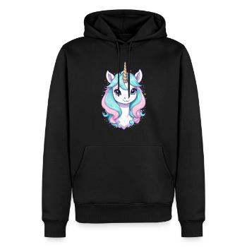 Couleurs pastel Licornes drôles pour Licorne - Sweat à capuche Premium bio Homme - noir - Devant - Nico (187cm)