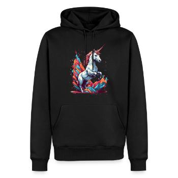Einzigartiges Einhorn Fantasie Leuchtende Farben - Männer Premium Bio Hoodie - Schwarz - Vorne - Nico (187cm)