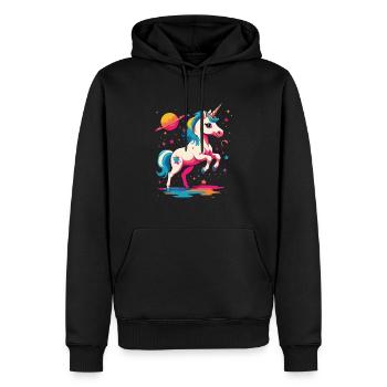 Licorne Fille Drôle Licornes Grand Design - Sweat à capuche Premium bio Homme - noir - Devant - Nico (187cm)