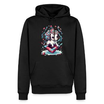 Jolie Licorne Fille Licornes Drôles - Sweat à capuche Premium bio Homme - noir - Devant - Nico (187cm)