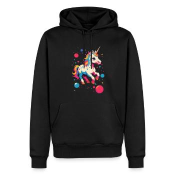 Amoureux de la licorne Design Licornes drôles - Sweat à capuche Premium bio Homme - noir - Devant - Nico (187cm)