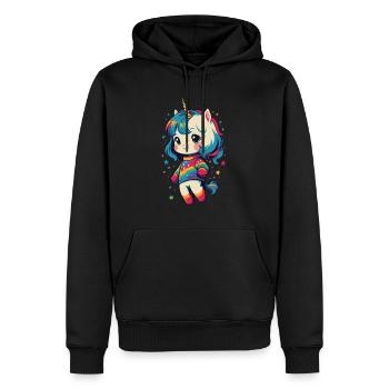 Grand amant de licorne Design Licornes drôles - Sweat à capuche Premium bio Homme - noir - Devant - Nico (187cm)