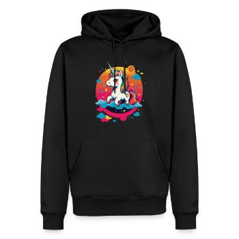 Licornes drôles Jolie fille licorne - Sweat à capuche Premium bio Homme - noir - Devant - Nico (187cm)