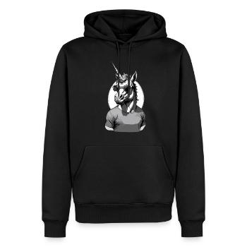 Drôle de fête des pères Design papa licorne - Sweat à capuche Premium bio Homme - noir - Devant - Nico (187cm)