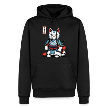 Samurai Cat in Japanese Samurai Artwork - Men’s Premium Organic Hoodie - black - Front - Nico (187cm)