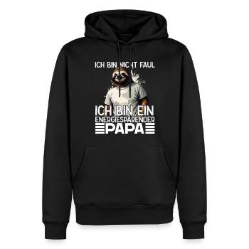 Drôle de papa paresseux Dicton humoristique - Sweat à capuche Premium bio Homme - noir - Devant - Nico (187cm)