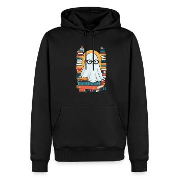 Reading Halloween Ghost Book Lover Style - Men’s Premium Organic Hoodie - black - Front - Nico (187cm)