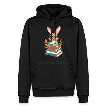 Lesender Hase Begeisterter Buchliebhaber Bunny - Männer Premium Bio Hoodie - Schwarz - Vorne - Nico (187cm)