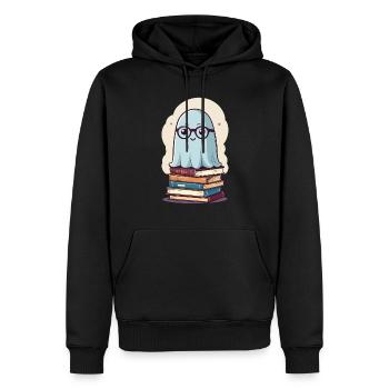 Reading Halloween Ghost Book Lover Style - Men’s Premium Organic Hoodie - black - Front - Nico (187cm)