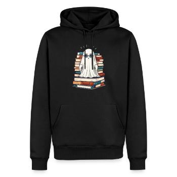 Lesendes Halloween Gespenst Kleiner Bücher Geist - Männer Premium Bio Hoodie - Schwarz - Vorne - Nico (187cm)