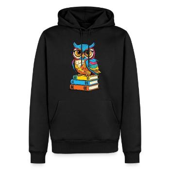 Bücher Eule Eulen Liebhaber Süße Buch Illustration - Männer Premium Bio Hoodie - Schwarz - Vorne - Nico (187cm)
