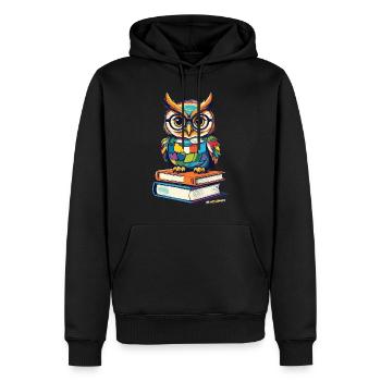 Livres hibou hibou amant mignon livre illustration - Sweat à capuche Premium bio Homme - noir - Devant - Nico (187cm)