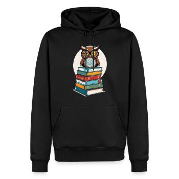 Livres hibou hibou amant mignon livre illustration - Sweat à capuche Premium bio Homme - noir - Devant - Nico (187cm)