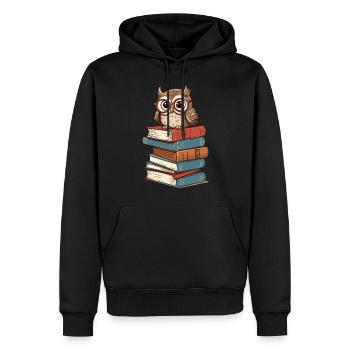 Livres Hibou pour les amoureux des hiboux et les rats de bibliothèque - Sweat à capuche Premium bio Homme - noir - Devant - Nico (187cm)