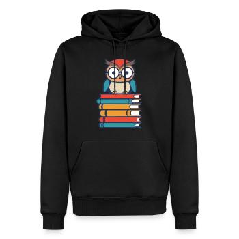 Livres Hibou mignon rat de bibliothèque rat de bibliothèque rat de bibliothèque - Sweat à capuche Premium bio Homme - noir - Devant - Nico (187cm)