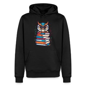 Bücher Eule Süße Buch Illustration Leseratte - Männer Premium Bio Hoodie - Schwarz - Vorne - Nico (187cm)