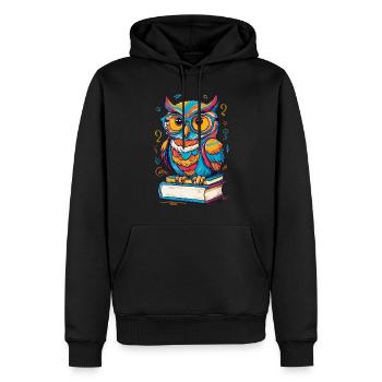 Bücher Eule Eulen Liebhaber Süße Buch Illustration - Männer Premium Bio Hoodie - Schwarz - Vorne - Nico (187cm)