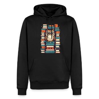 Livres hibou mignon livre illustration lecture hibou - Sweat à capuche Premium bio Homme - noir - Devant - Nico (187cm)