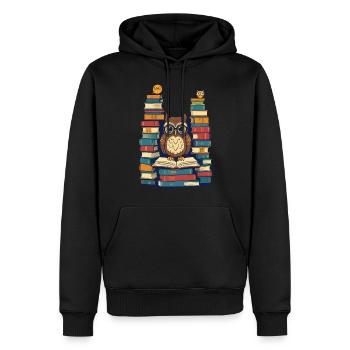 Bücher Eule Für Eulen Liebhaber Leseratte - Männer Premium Bio Hoodie - Schwarz - Vorne - Nico (187cm)