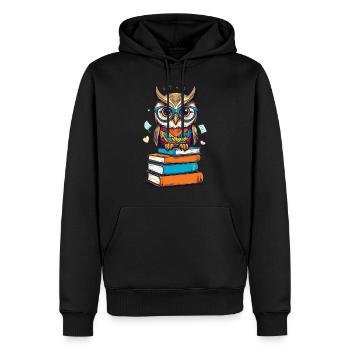 Bücher Eule Eulen Liebhaber Süße Buch Illustration - Männer Premium Bio Hoodie - Schwarz - Vorne - Nico (187cm)