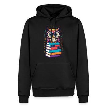 Bücher Eule Begeisterte Leseratte Niedlicher - Männer Premium Bio Hoodie - Schwarz - Vorne - Nico (187cm)