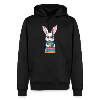 Lesender Hase Begeisterter Buchliebhaber Stil - Männer Premium Bio Hoodie - Schwarz - Vorne - Nico (187cm)