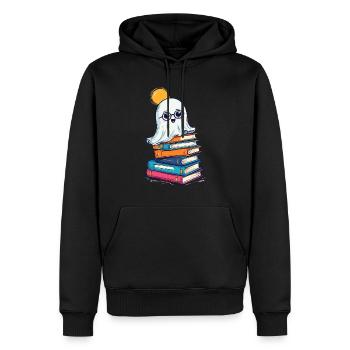 Reading Halloween Ghost Book Lover Style - Men’s Premium Organic Hoodie - black - Front - Nico (187cm)