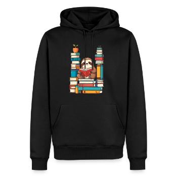 Lustiges Buchliebhaber Faultier - Männer Premium Bio Hoodie - Schwarz - Vorne - Nico (187cm)