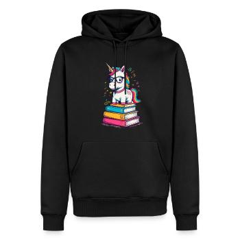 Cute Unicorn Bookworm Magical Unicorns - Men’s Premium Organic Hoodie - black - Front - Nico (187cm)