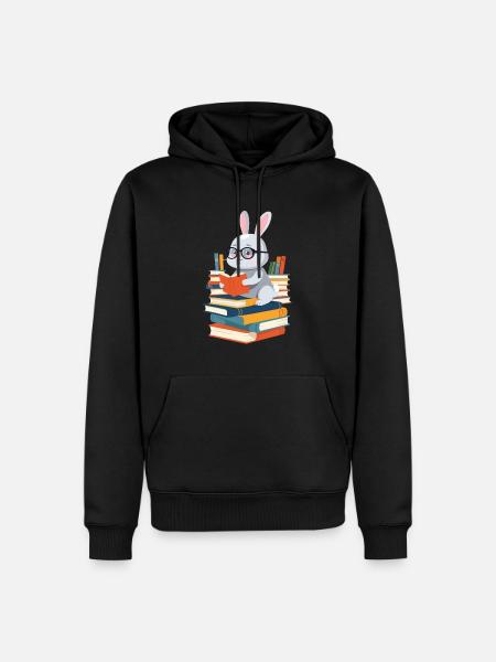 Reading bunny Enthusiastic book lover - Men’s Premium Organic Hoodie - black