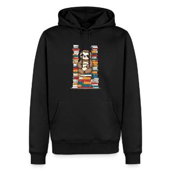 Lustiges Buchliebhaber Faultier Lesen Buch - Männer Premium Bio Hoodie - Schwarz - Vorne - Nico (187cm)