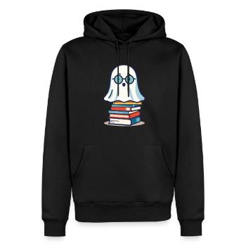 Lesendes Halloween Gespenst Niedliches Bücherwurm - Männer Premium Bio Hoodie - Schwarz - Vorne - Nico (187cm)