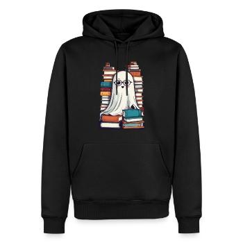 Book Lover Style Reading Halloween Ghost - Men’s Premium Organic Hoodie - black - Front - Nico (187cm)