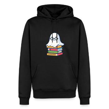 Book Lover Style Reading Halloween Ghost - Men’s Premium Organic Hoodie - black - Front - Nico (187cm)