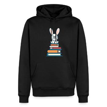 Lesender Hase Begeisterter Buchliebhaber Bunny - Männer Premium Bio Hoodie - Schwarz - Vorne - Nico (187cm)