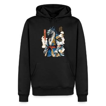 Dragon Samurai Vintage Ukiyo-e Style - Men’s Premium Organic Hoodie - black - Front - Nico (187cm)