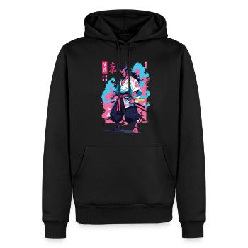 Samouraï Oni Yokai Esthétique Style Vaporwave - Sweat à capuche Premium bio Homme - noir - Devant - Nico (187cm)