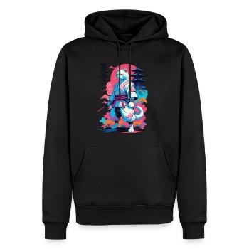 Samurai Cat Vaporwave Aesthetic Japan Art - Men’s Premium Organic Hoodie - black - Front - Nico (187cm)