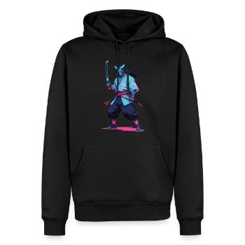 Samouraï Oni Yokai Esthétique Style Vaporwave - Sweat à capuche Premium bio Homme - noir - Devant - Nico (187cm)